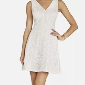 $338 BCBG OFF WHITE COMBO "GRACIE" SEQUIN LACE SLEEVELESS A-LINE DRESS